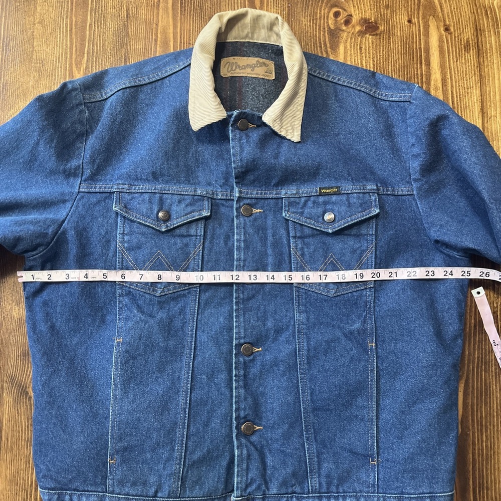 Vintage 70s Wrangler Denim Blanket Lined Jacket Made in USA Western Mens Large